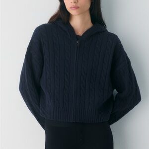 Aritzia Navy Cable Knit Sweater